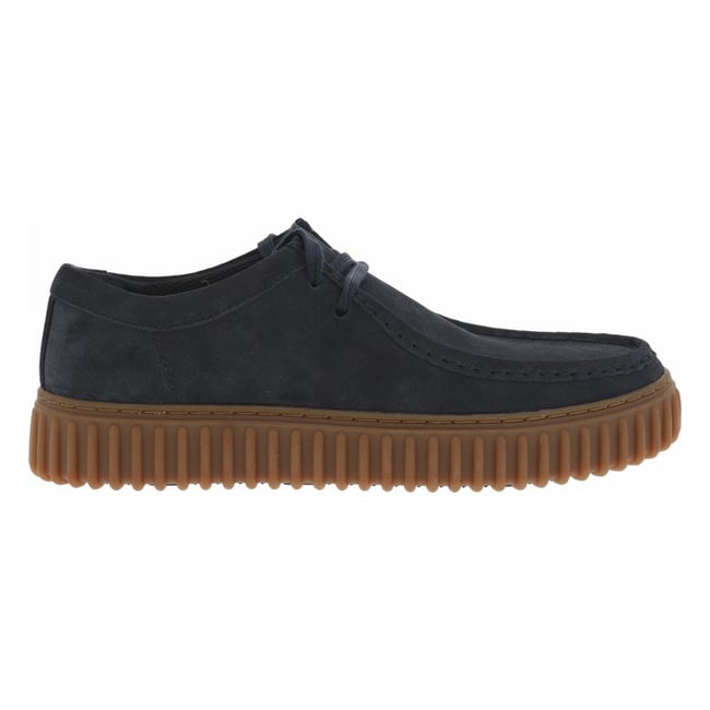 Sneakers Clarks en croûte de cuir bleu marine et à lacets plats bleu marine <span itemprop=