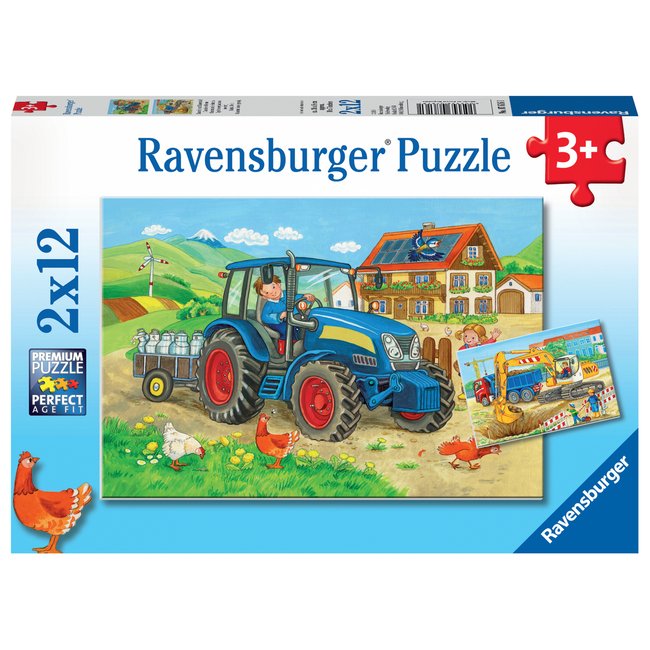 Puzzle 2x12 p - Chantier et ferme - RAVENSBURGER