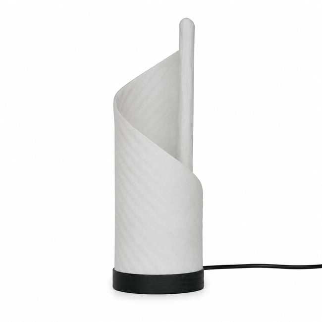 Lampe à poser en papier maché et bois - ELYA Couleur blanc crème <span itemprop=