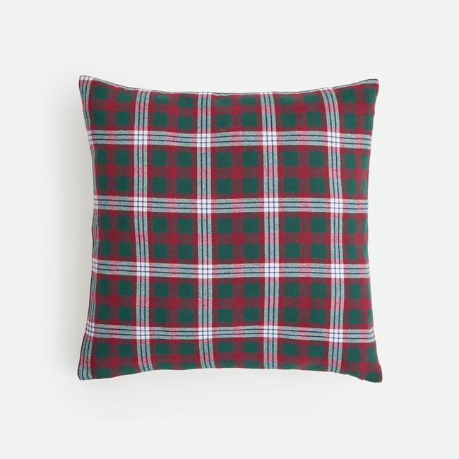Housse de coussin coton et sherpa, 50 x 50 cm, LUNAY multicolore <span itemprop=