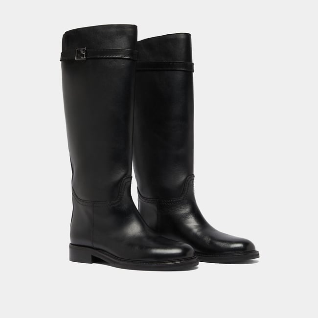Romane Leather Riding Boots, black, JONAK