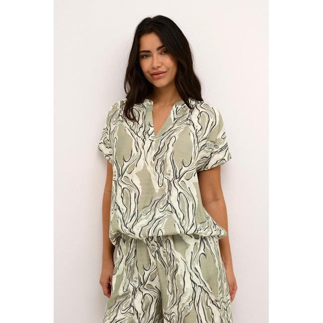 Blouse with short sleeve vert imprimé vetiver marble print <span itemprop=