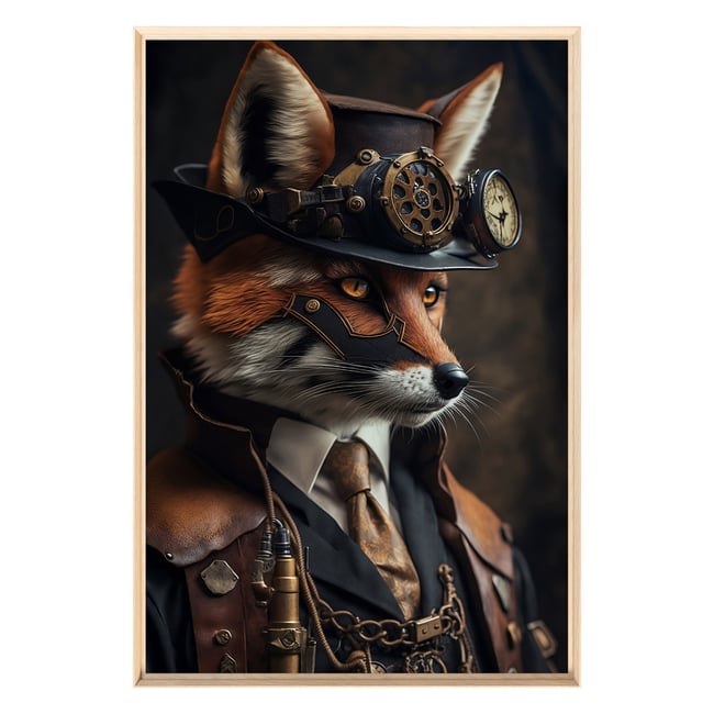 Tableau Mural Encadré Renard Aviateur Vintage ANIMAUX HUMANISÉS Couleur tableaux encadrés <span itemprop=
