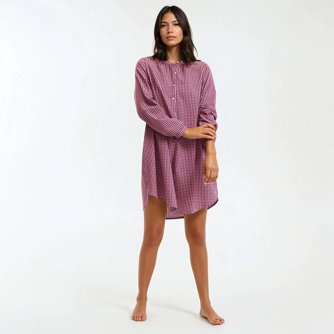 Chemise de nuit carreaux bordeaux <span itemprop=