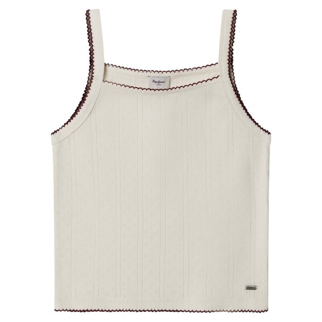 Top Pointelle À Bretelles souris blanche <span itemprop=