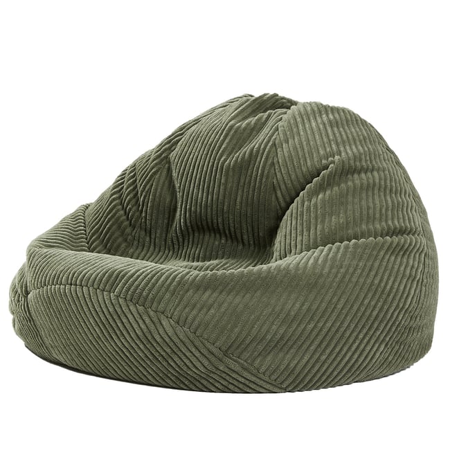 Pouf de salon, velours côtelé, FLOBY Couleur vert khaki <span itemprop=