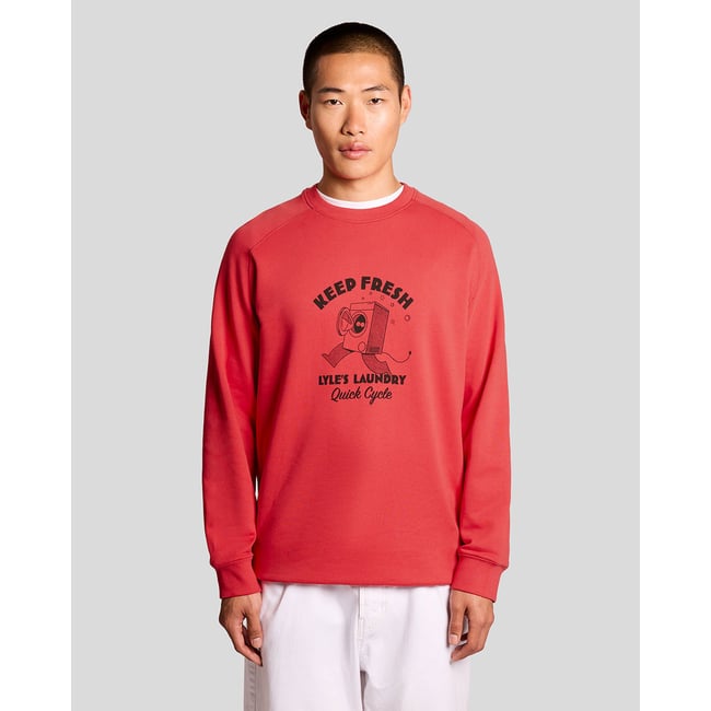 Sweat-shirt imprimé poitrine graphique rouge cerise <span itemprop=