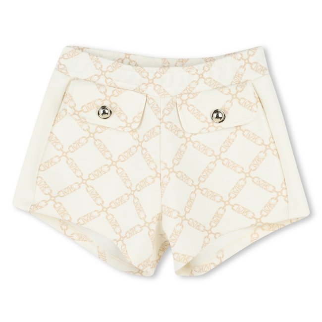 Short à taille élastiquée ecru beige <span itemprop=