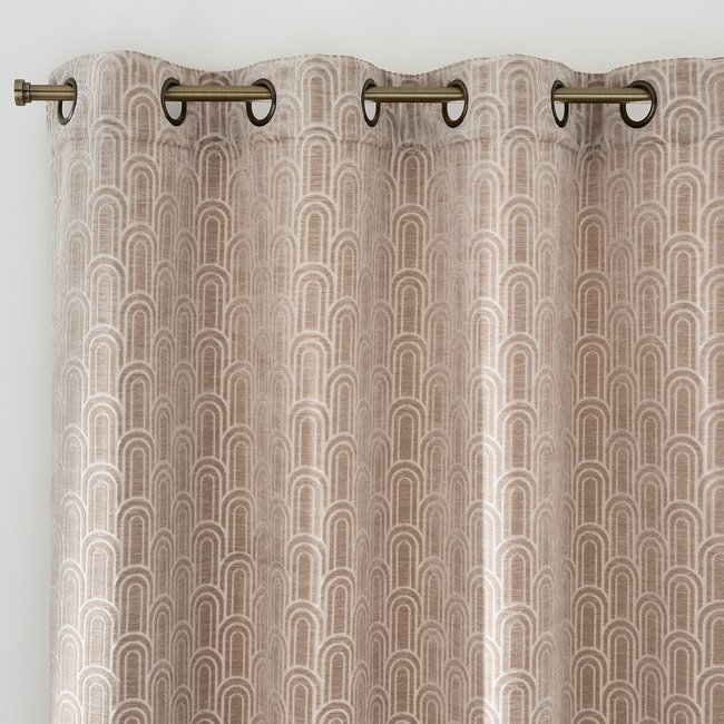 Rideau tamisant à œillets, en velours ciselé, DOLCE beige <span itemprop=