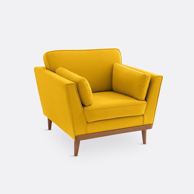 Fauteuil coton/lin, Tasie Couleur moutarde <span itemprop=