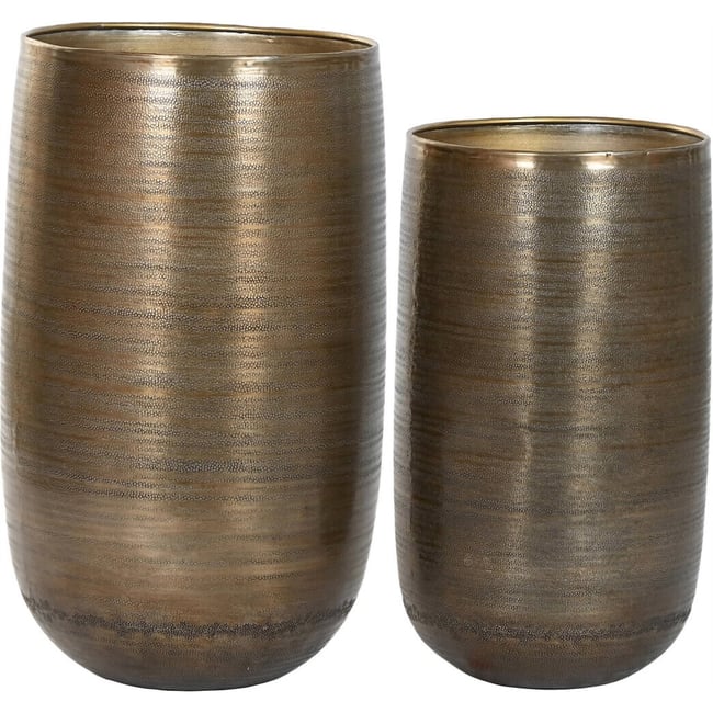 Cache-pot rond en aluminium Moderno Couleur bronze doré argenté <span itemprop=