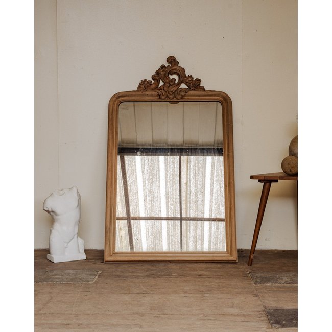 Miroir Louis-Philippe en bois beige Georges N°1220 - Bon état Couleur beige <span itemprop=