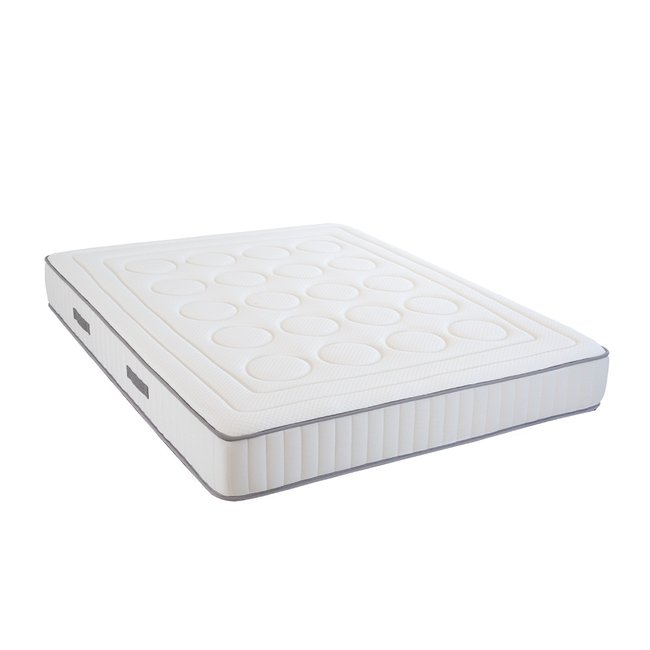 Ensemble Matelas Mémoire de forme + Sommier Métal CRISTAL Couleur blanc <span itemprop=