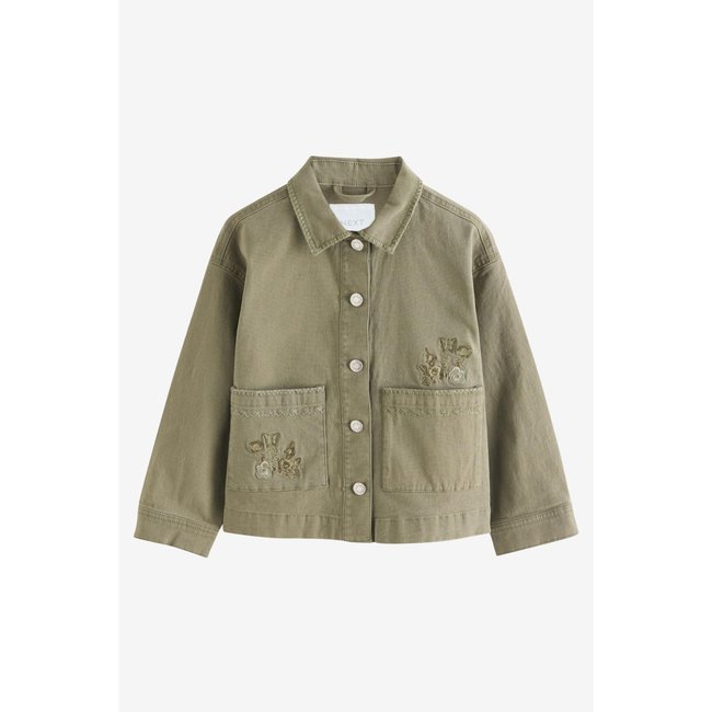 Veste-chemise brodée kaki kaki/vert <span itemprop=