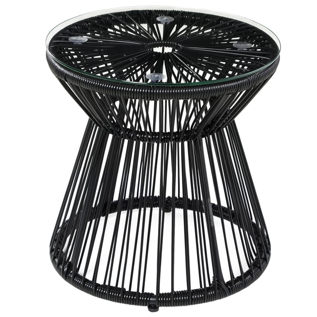 Table d'appoint en rotin Résine tressée noir <span itemprop=