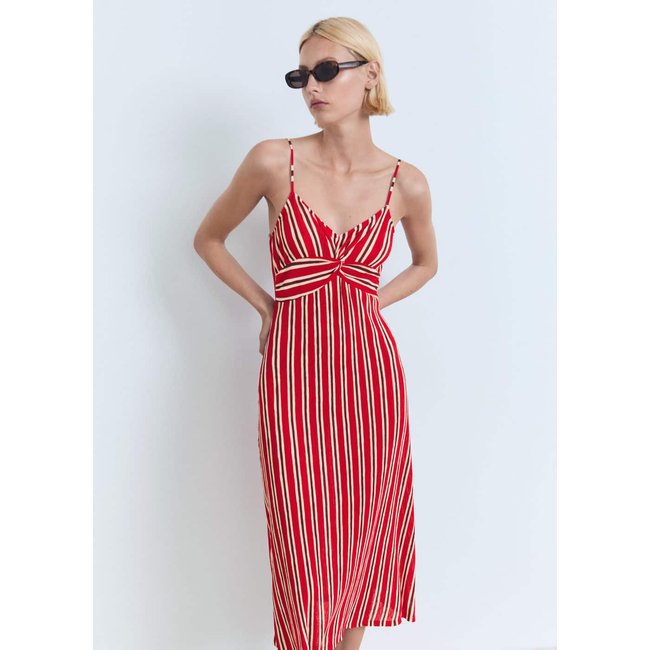 Robe froncée rayures - MANGO