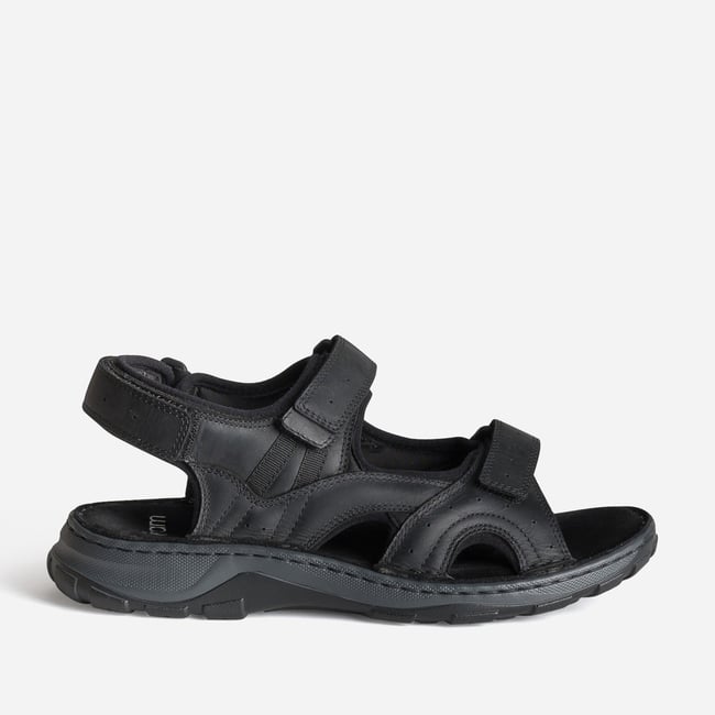 Sandale Plate en cuir SIMEON noir <span itemprop=