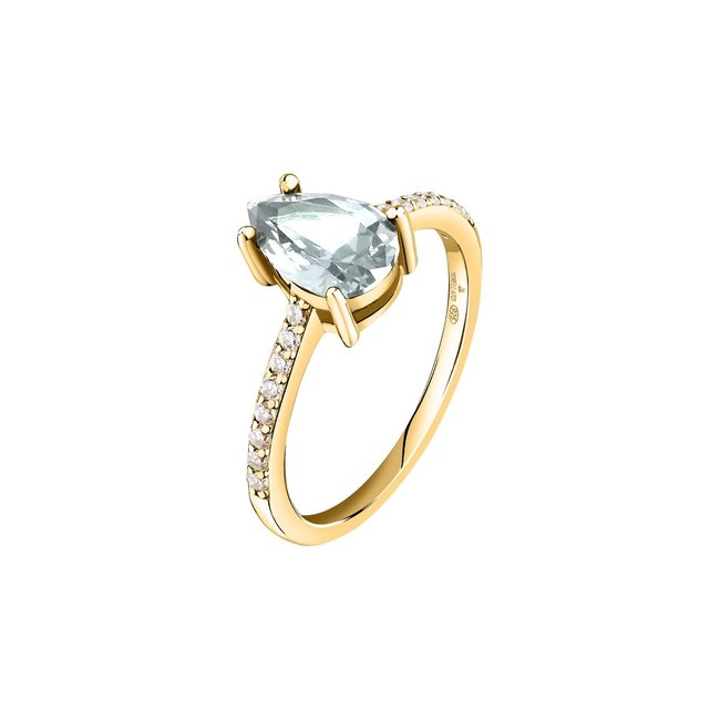 Bague en acier, cristaux, TESORI or jaune, blanc <span itemprop=