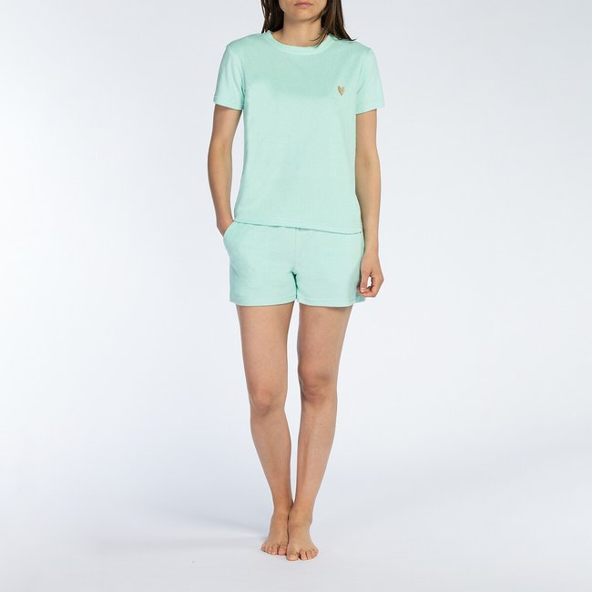 Pastel Towelling Short Pyjamas with Short Sleeves, mint, MELISSA BROWN