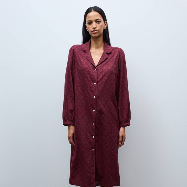 Chemise de nuit en dévoré de coton bio GOTS - MONOPRIX