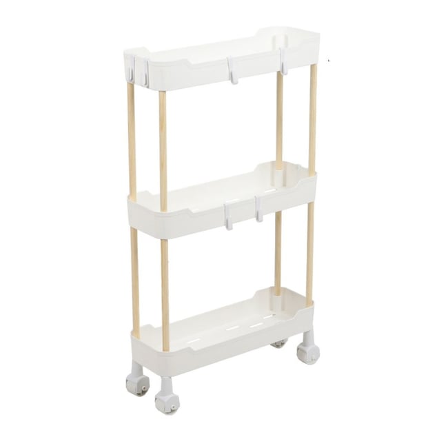 Desserte à roulettes 3 niveaux pour espaces étroits Couleur blanc <span itemprop=