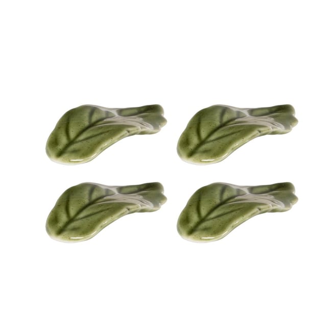Coffret de 4 porte-couteaux feuille  en céramique Couleur vert <span itemprop=