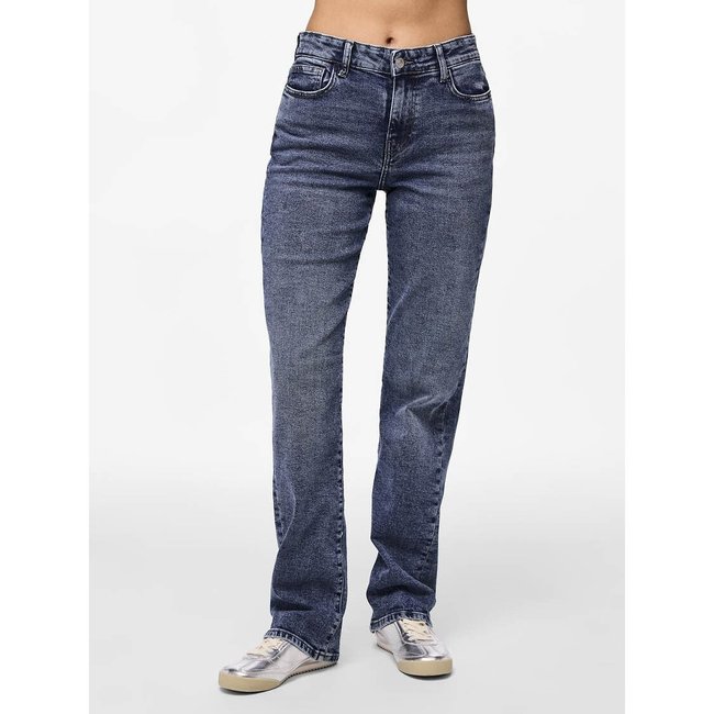Rechte jeans, standaard taille <span itemprop=