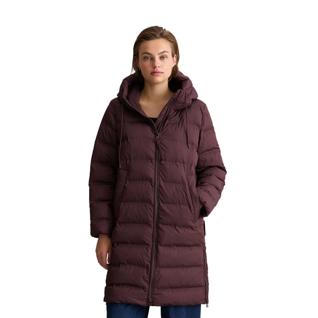 Manteau bouffant à capuche regular avec surface hydrofuge marron <span itemprop=