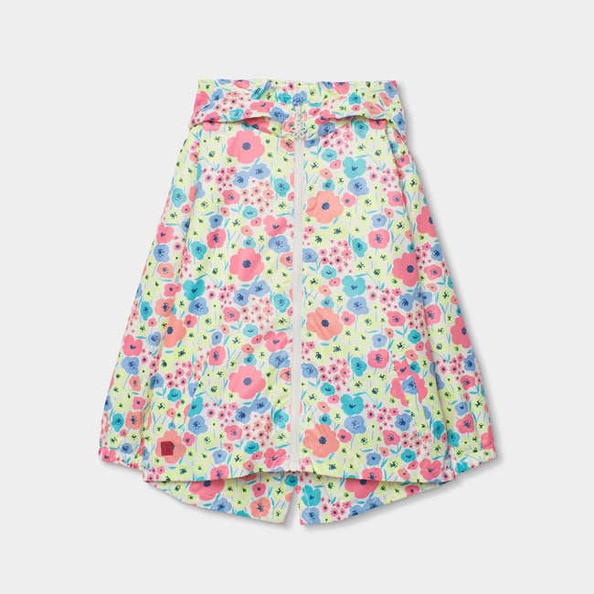 Parka fille tissu technique imprimé fleurs multicolore <span itemprop=