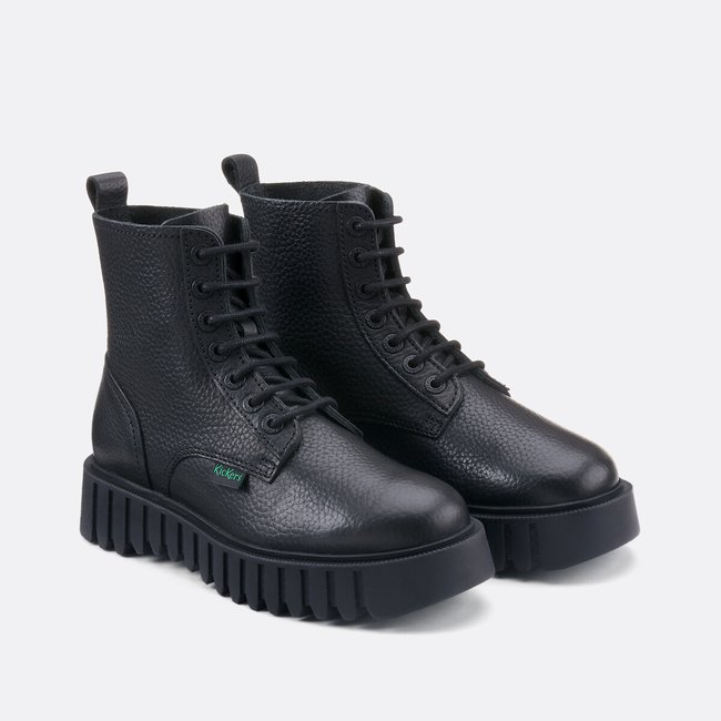 Boots en cuir à lacets Kick Facet noir <span itemprop=