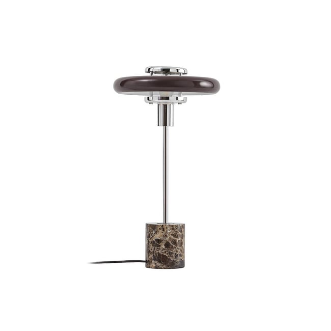 Lampe à poser en verre vintage, Branford Couleur marron, chrome <span itemprop=