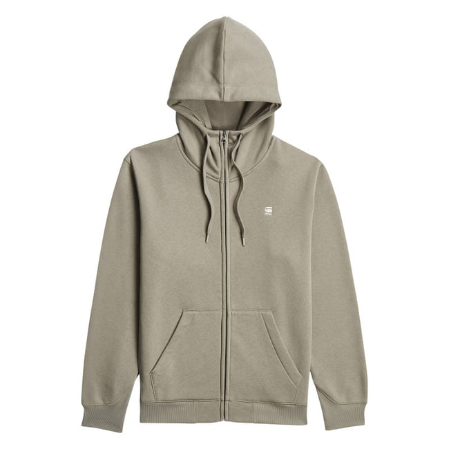 Sweat zippé taupe uni avec une coupe droite et un col à capuche autre <span itemprop=