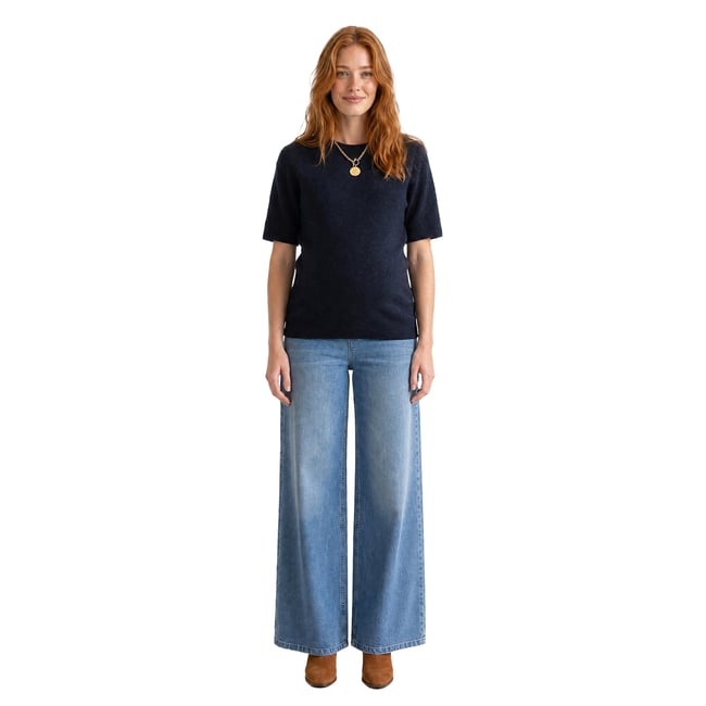 Pull de grossesse manches courtes marine <span itemprop=