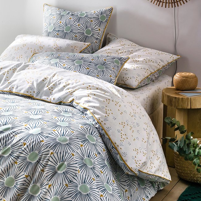 Oja Art Deco Floral 100% Cotton Duvet Cover white printed LA REDOUTE INTERIEURS