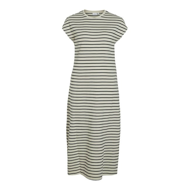Vestido midi a rayas crudo/negro <span itemprop=