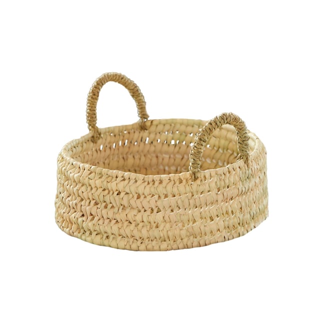 Panier plateau rond osier avec anses -  LOJI Couleur naturel <span itemprop=