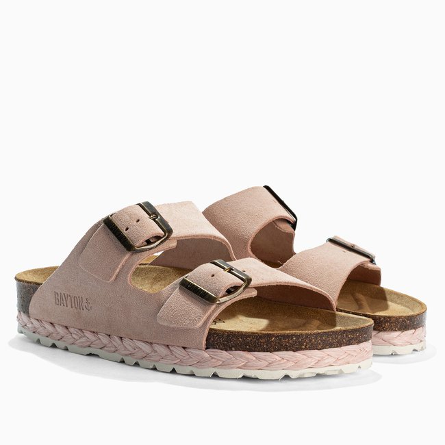Sandales en cuir BENALLA pour femme rose <span itemprop=