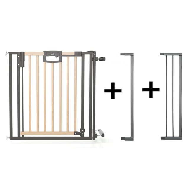 Barrière d'escalier à pression Easylock Plus  bois/métal 108 cm - 116,5 cm Nature/Noir - GEUTHER