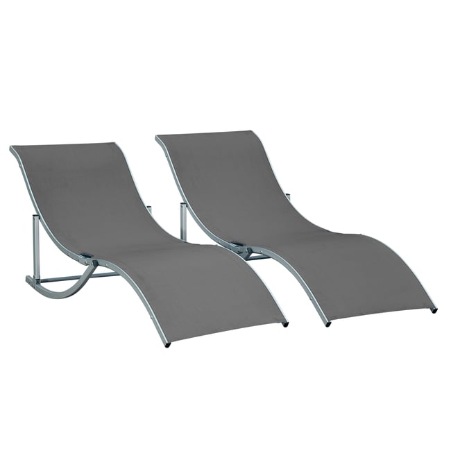 Ensemble de chaises longues Aluminium Gris - OUTSUNNY