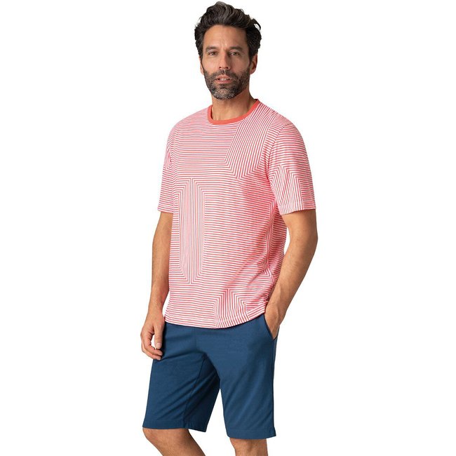 Short Pyjamas, navy+red print, EMINENCE