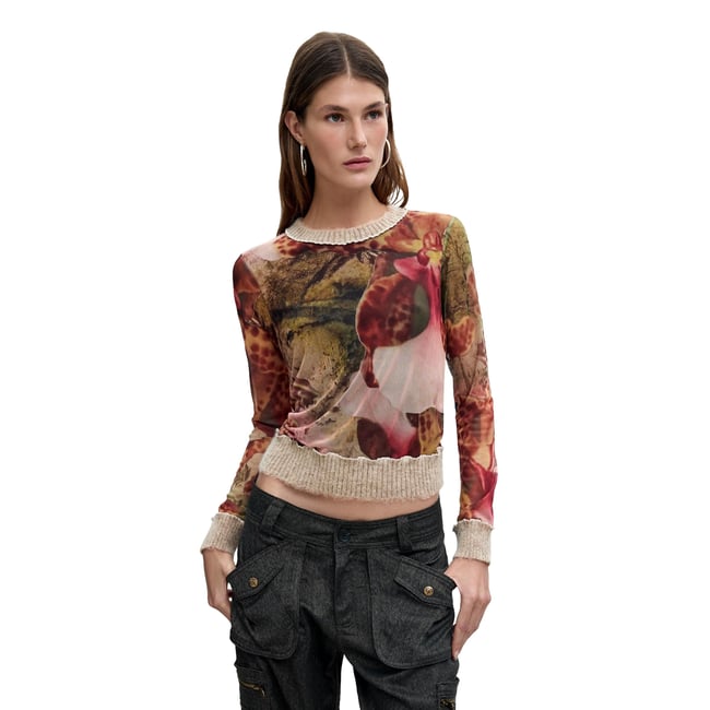 Pull imprimé M. C. Lacroix beige <span itemprop=