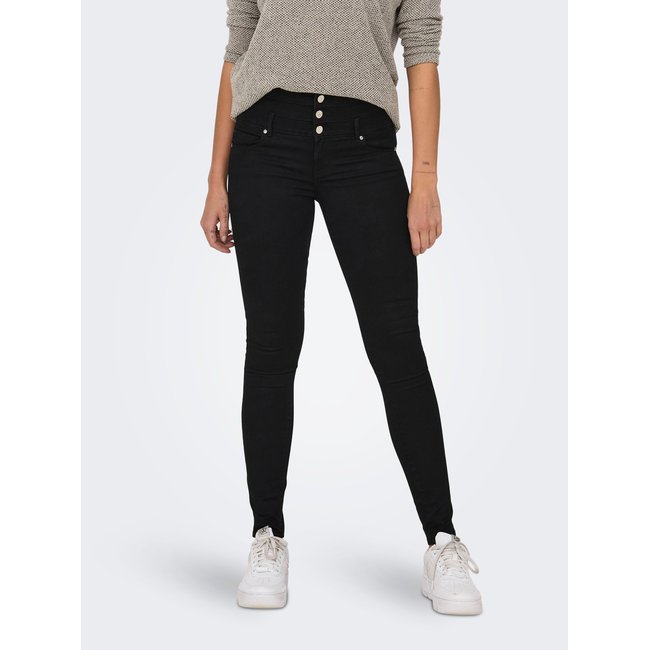 Jean Skinny ONLROYAL Taille haute Skinny Fit Longueur cheville Jeans black denim <span itemprop=
