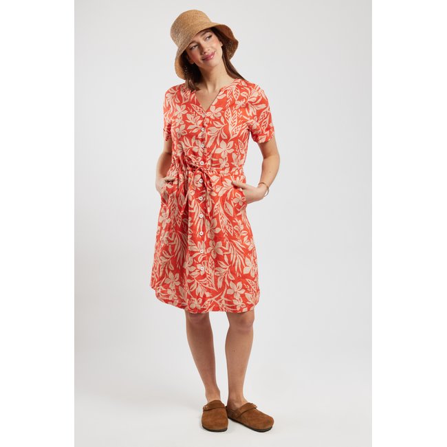 Robe imprimé en lin imprimé honolulu <span itemprop=