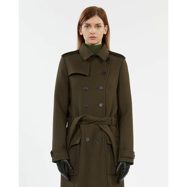 Long wool coat khaki The Kooples La Redoute