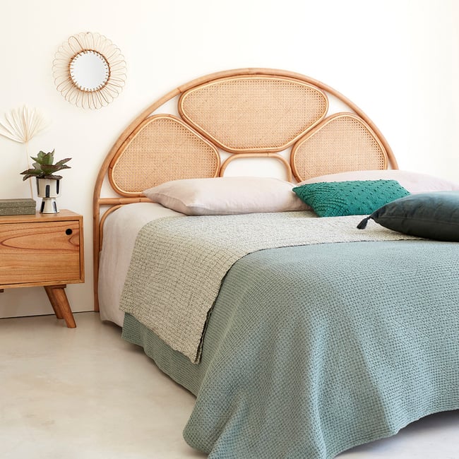 Tête de lit en cannage et rotin noir 160 cm  AVA Couleur naturel <span itemprop=