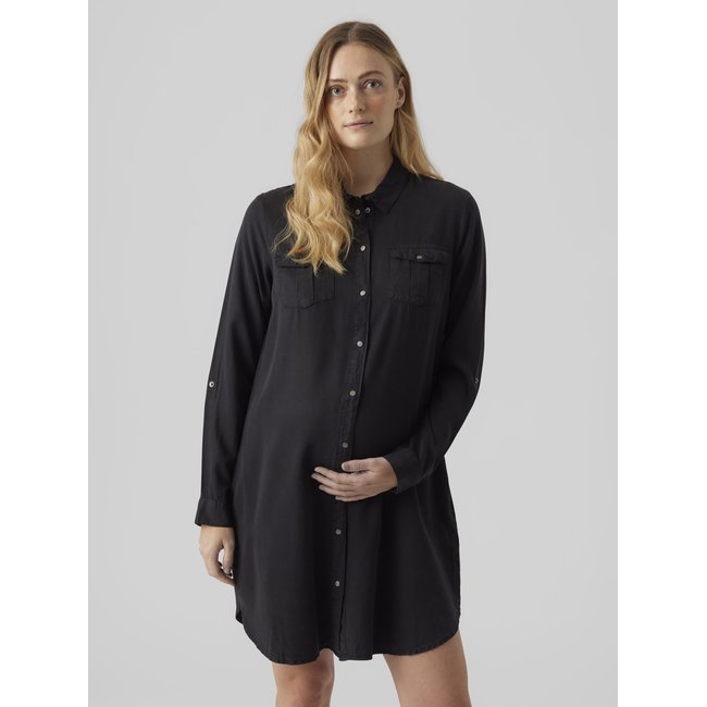 VMMSIGGA Robe de Maternité Robe chemise noire - black <span itemprop=