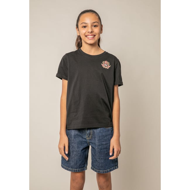 T-shirt fille en coton LUZIA noir <span itemprop=