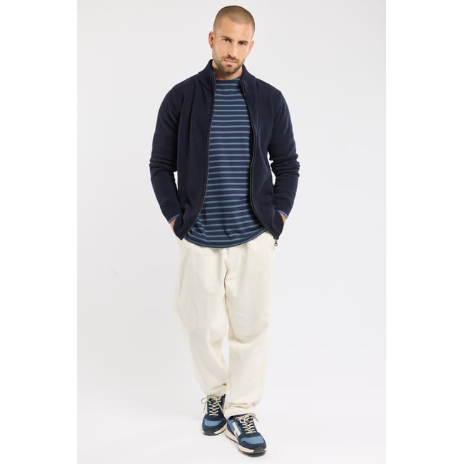 Gilet zippé col montant - laine marine deep <span itemprop=
