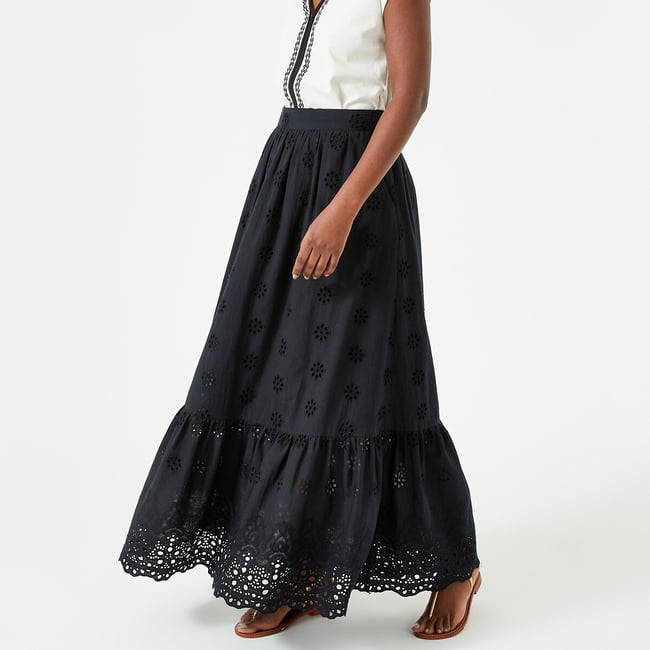 Jupe longue évasée, broderie anglaise - ANNE WEYBURN