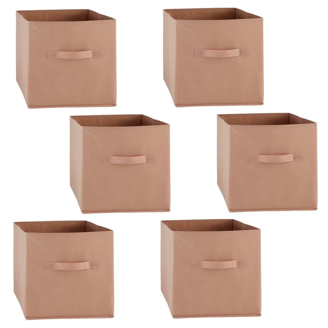 Lot de 6 boîtes de rangement en tissu MIX N' MODUL Couleur rose <span itemprop=